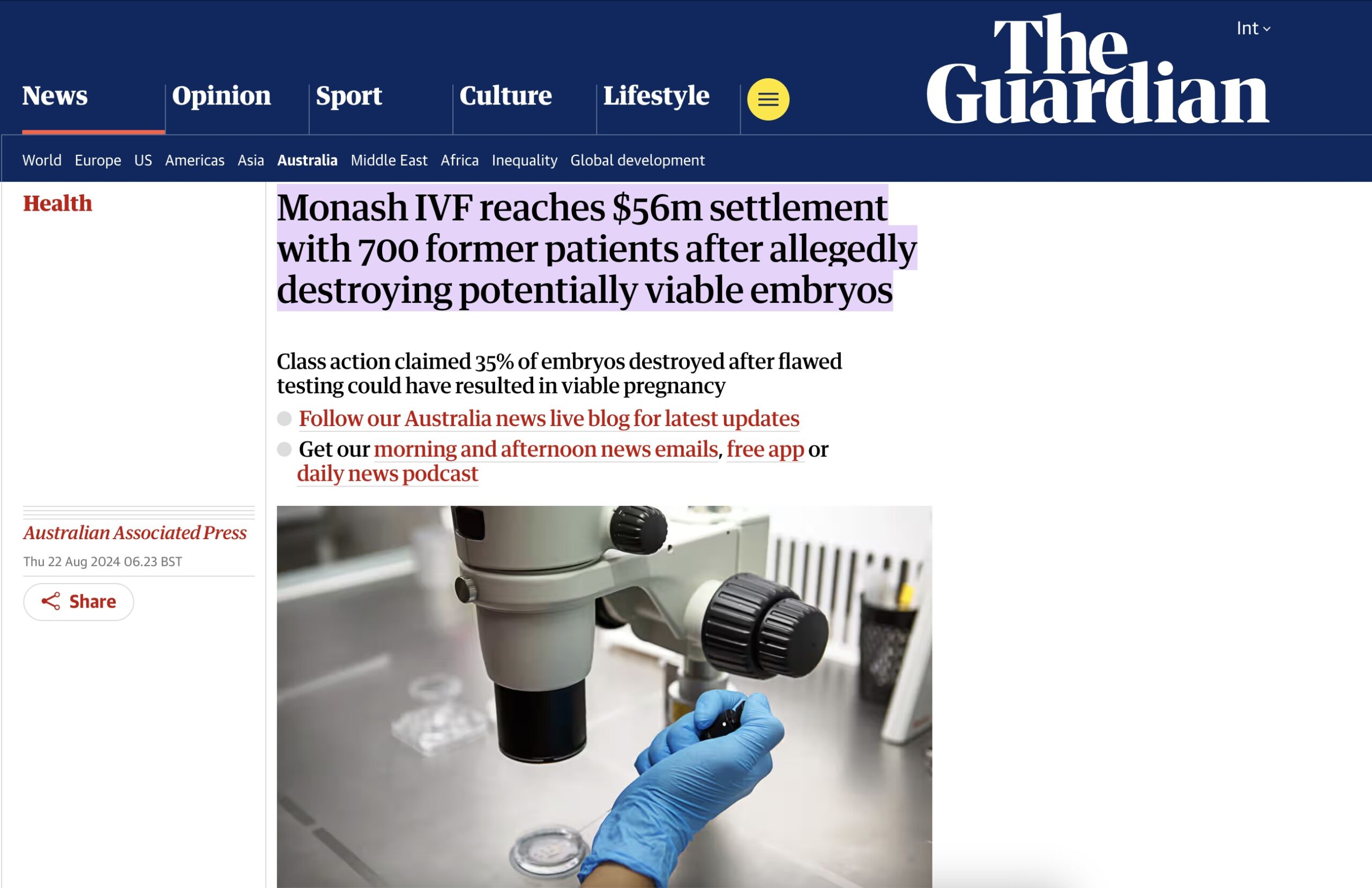 The Risks of IVF: Lessons from the Monash IVF Case 